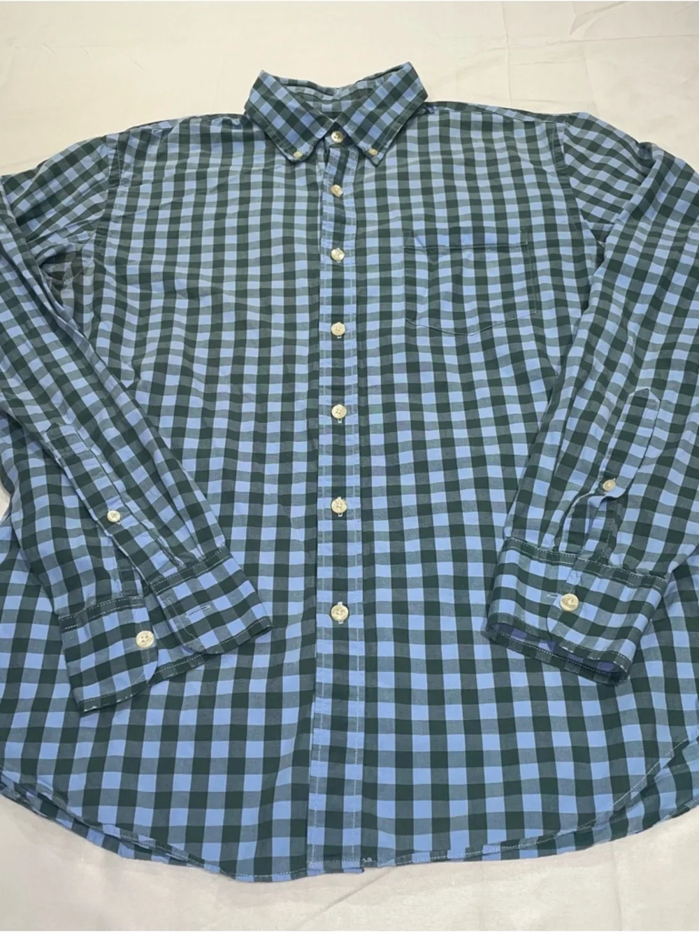 J.Crew Mens Gingham Button Down Shirt Blue Green Check Cotton Size M Tailored